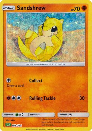 Sandshrew 008  - Holofoil Trading Card Game Classic - Classic Collection