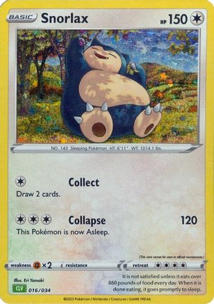 Snorlax 016  - Holofoil Trading Card Game Classic - Classic Collection