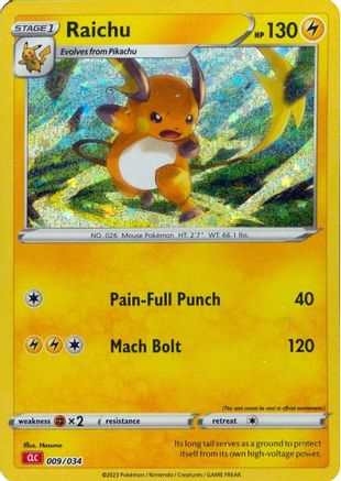 Raichu 009  - Holofoil Trading Card Game Classic - Classic Collection