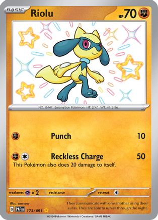 Riolu 173  - Holofoil SV Paldean Fates - Shiny Rare