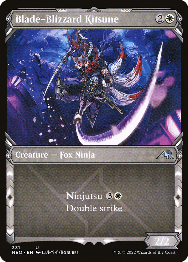 Blade-Blizzard Kitsune (Showcase) (NEO-331) - Kamigawa: Neon Dynasty: (Showcase)