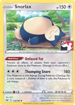 Snorlax 143/196  - Holofoil Prize Pack Series Cards - Rare