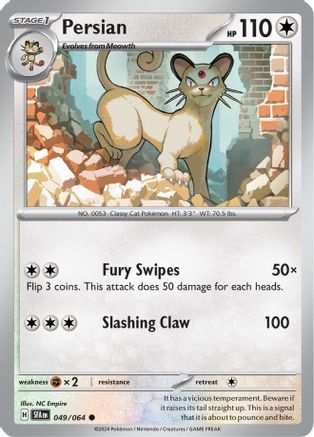 Persian 049/064  - Reverse Holofoil SV Shrouded Fable - Common