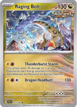 Raging Bolt 111  - Holofoil SV07 Stellar Crown - Rare