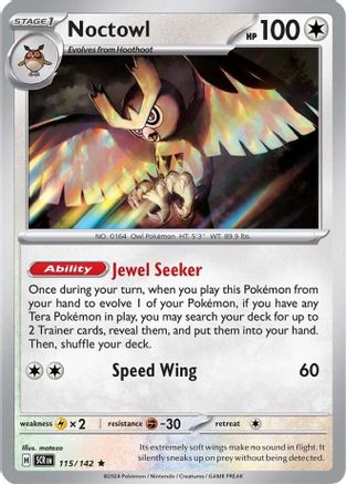 Noctowl 115  - Reverse Holofoil SV07 Stellar Crown - Rare