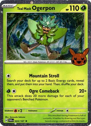 Teal Mask Ogerpon (Cosmos Holo) 024  - Holofoil Trick or Trade BOOster Bundle 2024 - Holo Rare