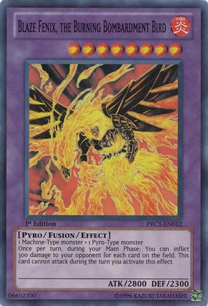 Blaze Fenix, the Burning Bombardment Bird (PRC1-EN012) - 2012 Premium Collection Tin 1st Edition