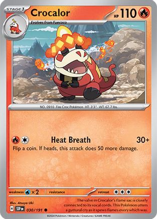 Crocalor 030  - Reverse Holofoil SV08 Surging Sparks - Common