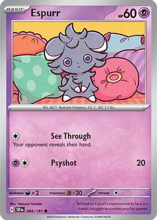 Espurr 084  - Reverse Holofoil SV08 Surging Sparks - Common