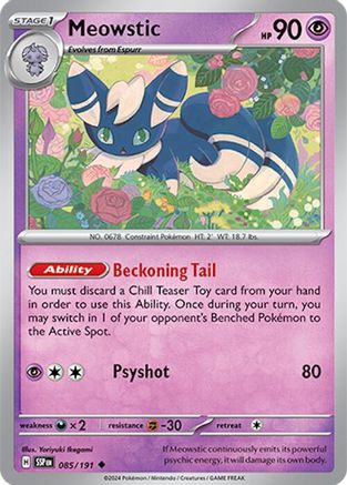 Meowstic 085  - Reverse Holofoil SV08 Surging Sparks - Uncommon