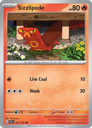Sizzlipede 027  - Reverse Holofoil SV08 Surging Sparks - Common