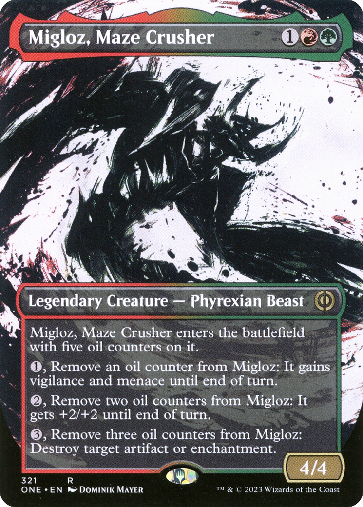 Migloz, Maze Crusher (Showcase) (ONE-321) - Phyrexia: All Will Be One: (Showcase) (Borderless)