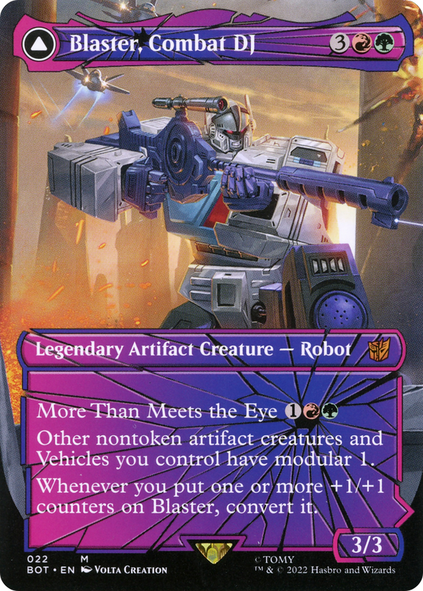 Blaster, Combat DJ (Shattered Glass) (BOT-022) - Transformers: (convertdfc, shatteredglass) (Borderless) Foil