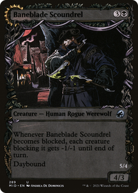 Baneblade Scoundrel (Showcase) (MID-289) - Innistrad: Midnight Hunt: (Showcase, Double Faced Transform)
