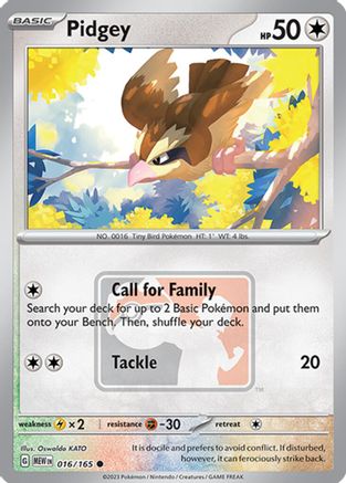Pidgey (League Promo) 016/165  - Reverse Holofoil League & Championship Cards - Common