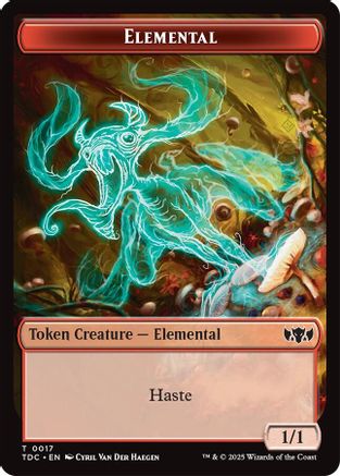 Elemental (0017) // Warrior Double-Sided Token (TDC-17 // 13) - Commander: Tarkir: Dragonstorm