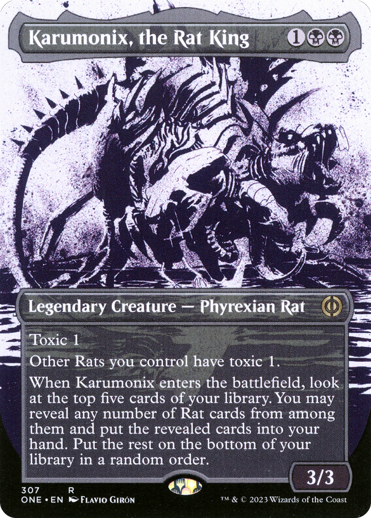 Karumonix, the Rat King (Showcase) (ONE-307) - Phyrexia: All Will Be One: (Showcase) (Borderless)