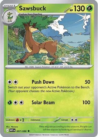 Sawsbuck 007  - Reverse Holofoil SV White Flare - Uncommon