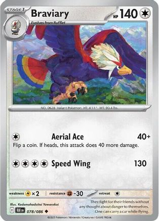 Braviary 078  - Reverse Holofoil SV Black Bolt - Uncommon