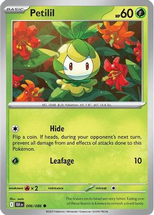 Petilil 006  - Reverse Holofoil SV Black Bolt - Common