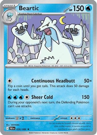 Beartic 026  - Reverse Holofoil SV Black Bolt - Rare