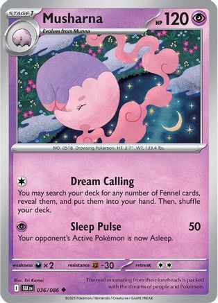 Musharna 036  - Reverse Holofoil SV Black Bolt - Uncommon