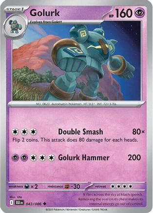 Golurk 043  - Reverse Holofoil SV Black Bolt - Uncommon