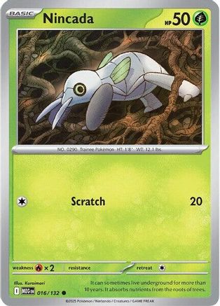 Nincada 016  - Reverse Holofoil ME01 Mega Evolution - Common