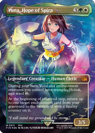 Yuna, Hope of Spira (Borderless) (Chocobo Track Foil) (FIN-571) - FINAL FANTASY Foil