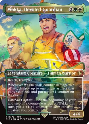 Wakka, Devoted Guardian (Borderless) (Chocobo Track Foil) (FIC-477) - Commander: FINAL FANTASY Foil