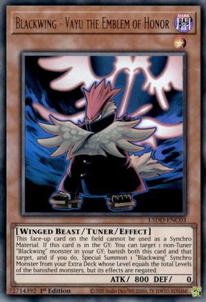 Blackwing - Vayu the Emblem of Honor (L5DD-ENC03) - Legendary 5D's Decks 1st Edition