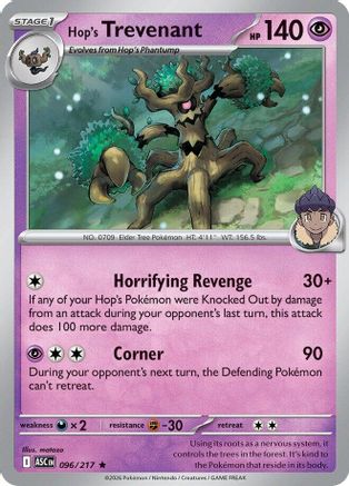 Hop's Trevenant 096/217  - Reverse Holofoil ME Ascended Heroes - Rare