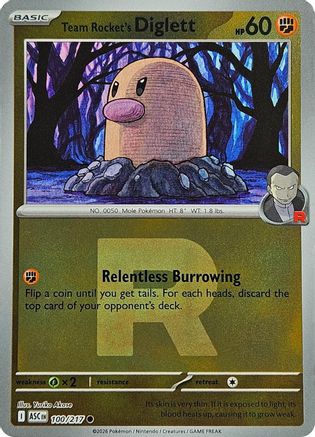 Team Rocket's Diglett (Team Rocket) 100  - Reverse Holofoil ME Ascended Heroes - Common