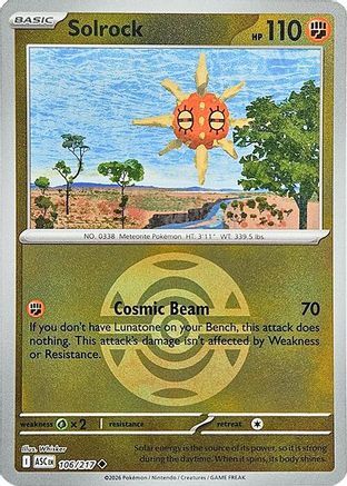 Solrock (Dusk Ball) 106  - Reverse Holofoil ME Ascended Heroes - Uncommon