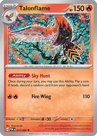 Talonflame 014/088  - Reverse Holofoil ME03 Perfect Order - Uncommon