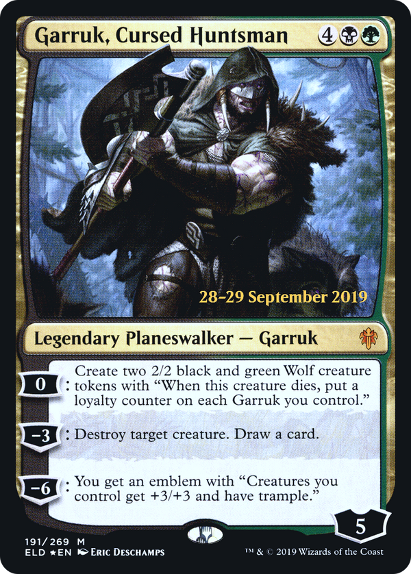 Garruk, Cursed Huntsman (PRE-191) - Throne of Eldraine Promos Foil