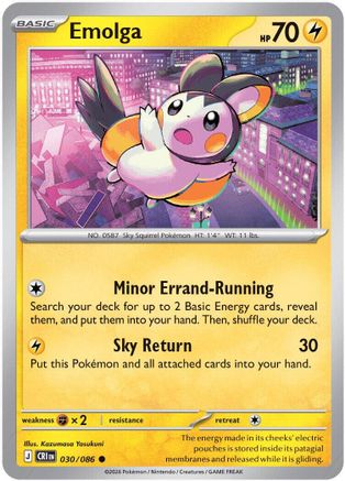 Emolga 030  - Reverse Holofoil ME04 Chaos Rising - Common