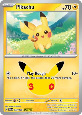 Pikachu 047/128  - Holofoil ME 30th Celebration - None