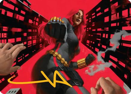 Black Widow, Deadly Hunter Art Card (Gold-Stamped Signature) (AAMSH-042) - Art Series: Marvel Super Heroes