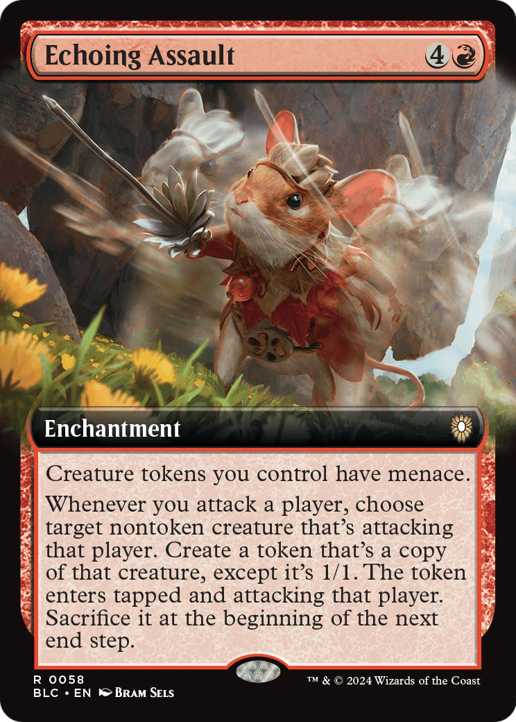 Echoing Assault (Extended Art) (BLC-058) - Bloomburrow Commander: (Extended Art)