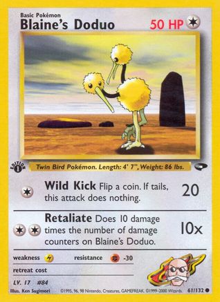 Blaine's Doduo 061  - 1st Edition Gym Challenge - Common