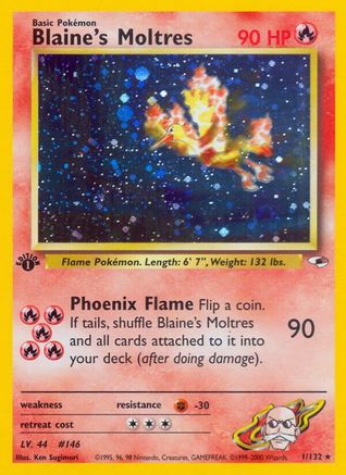 Blaine's Moltres 001  - 1st Edition Holofoil Gym Heroes - Holo Rare
