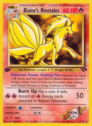 Blaine's Ninetales 021  - 1st Edition Gym Challenge - Rare
