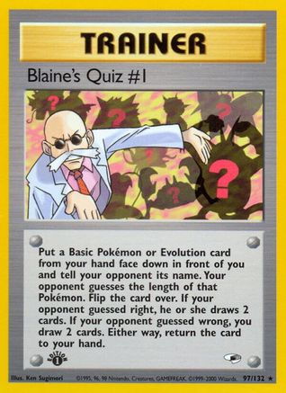 Blaine's Quiz #1 097  - 1st Edition Gym Heroes - Rare