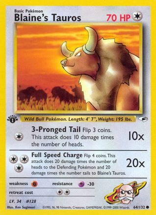 Blaine's Tauros 064  - 1st Edition Gym Heroes - Common
