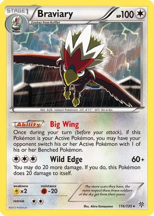 Braviary  - Reverse Holofoil Plasma Storm - Rare