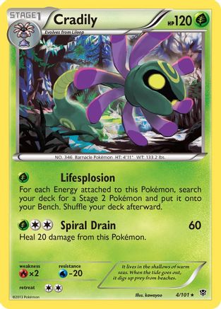 Cradily  - Reverse Holofoil Plasma Blast - Rare