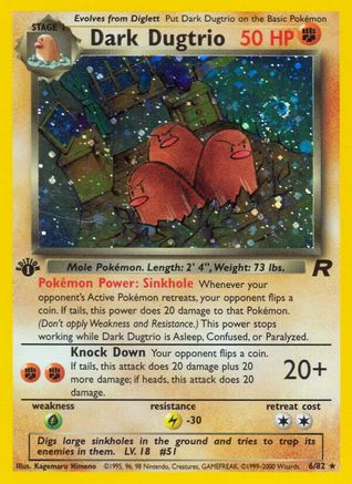 Dark Dugtrio (6) (6) 006  - 1st Edition Holofoil Team Rocket - Holo Rare