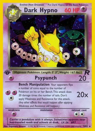 Dark Hypno (9) (9) 009  - 1st Edition Holofoil Team Rocket - Holo Rare