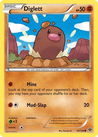 Diglett 058  - Reverse Holofoil XY Base Set - Common